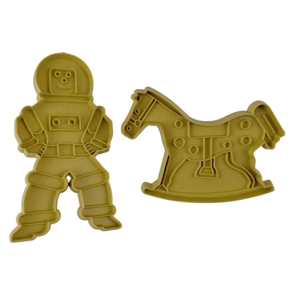 Set of 7 Stanley Home Cookie Cutters Spaceman  Astronaut Horse Drum Santa Vtg
